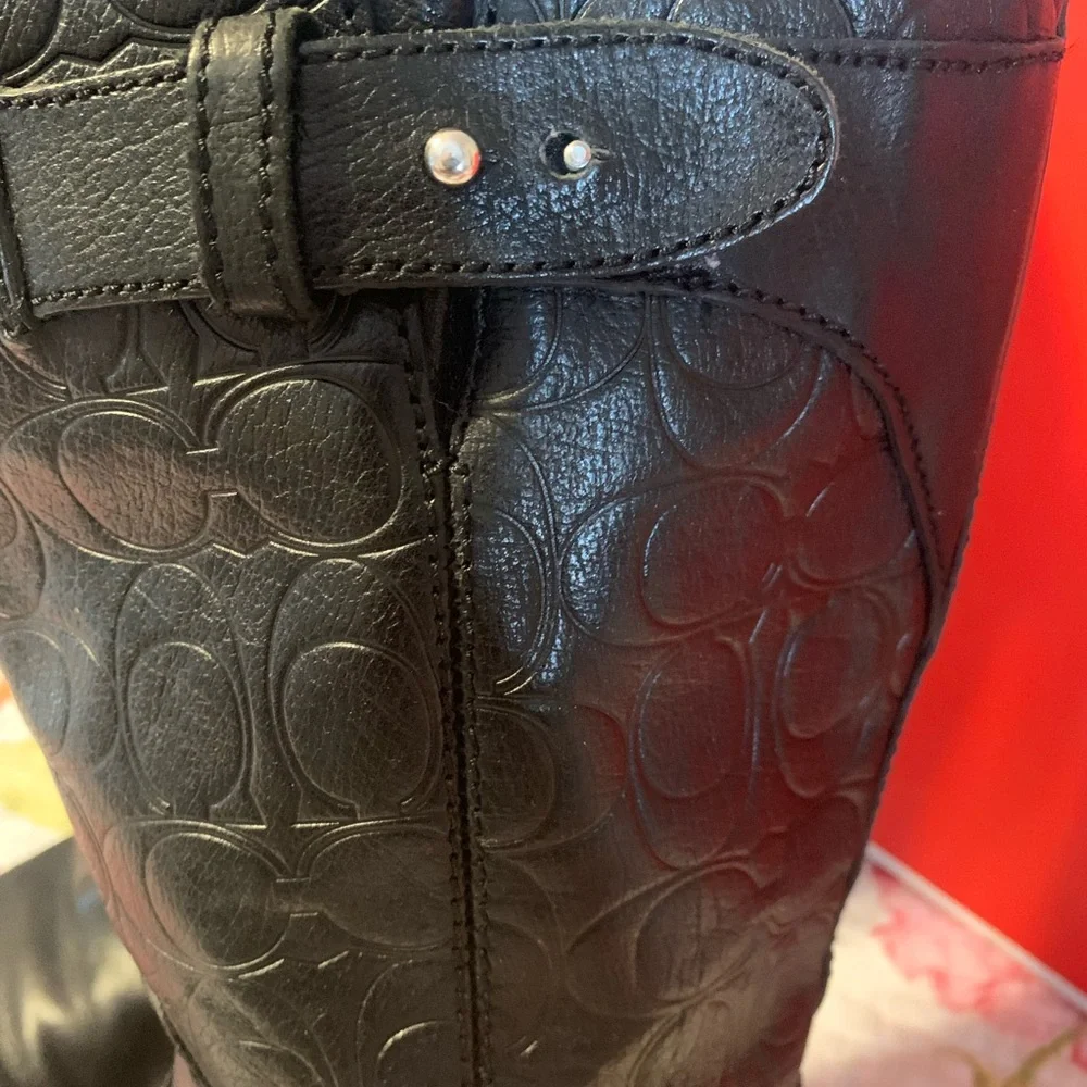 Coach Monogramed Leather Knee Boots - Picture 4 of 14